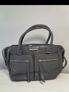 Nine West Charcoal Gray Faux Leather Satchel Purse